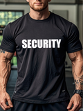 Men's T-Shirt Security Bold White Text On Black Fabric T Shirt