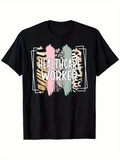 Men's T-Shirt Healthcare Worker Animal Print Pastel Paint Stripes Framed Graphic T Shirt