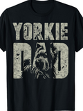 Men's T-Shirt Yorkie Dad Vintage Style Graphic With Silhouetted Yorkshire Terrier Dog