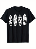 Men's T-Shirt Tropical Foliage With Palm Trees And Surfboard Under Summer Sunset Surfboard