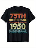 Men's T-Shirt 75th Birthday Awesome Since 1950 Vintage Typography T Shirt