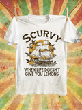 Men's T-Shirt Scurvy When Life Does Not Give You Lemons With Nautical Ship Surrounded By Leaves