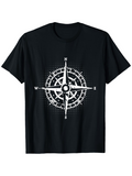 Men's T-Shirt Vintage Nautical Compass Rose With Faded Dotted Accents Navigation Symbol