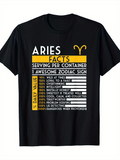 Men's T-Shirt Zodiac Aries Facts Personality Traits Under Yellow Divided Chart