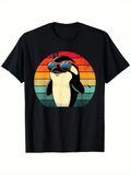 Men's T-Shirt Retro Sun Rays With Sunglasses Wearing Chill Penguin