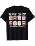 Men's T-Shirt Jesus Is My Jam Colorful Fruit Jam Jars With Positive Words And Playful Hand Lettering