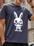 Men's T-Shirt Cartoon Style Angry Face White Bunny Character