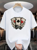 Men's T-Shirt Classic Playing Card Symbols With Rolling Dice Surrounded By Vintage Banner