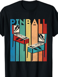 Men's T-Shirt Retro Rainbow Colors With Lightning Bolts And Vintage Game Pinball Machine
