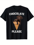 Men's T-Shirt Chocolate Please Playful Brown Puppy In Ice Cream Cone Graphic