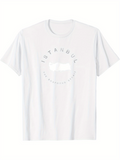 Men's T-Shirt Istanbul Surrounded By Subtle Circular Landmarks Silhouette Skyline