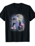 Men's T-Shirt Shimmering Moonlight Mist With Three Sparkling Pigeons Under Starry Sky