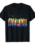 Men's T-Shirt Colorful Abstract Night With Dancing Musical Notes Piano