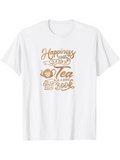 Men's T-Shirt Happiness With Warm Tea Pots And Stacked Cozy Books