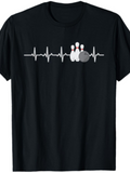 Men's T-Shirt Heartbeat Line With Striking Bowling Ball And Pins Design