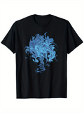 Men's T-Shirt Abstract Blue Swirling Motion With Flowing Mist Pattern