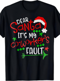 Men's T-Shirt Dear Santa With Playful Holiday Stars Festive Christmas Hat