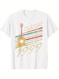 Men's T-Shirt Classic 1999 Retro Colorful Stripes With Guitar Design