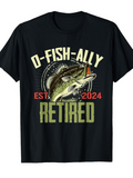 Men's T-Shirt Est 2024 With Leaping Bass And O Fish Ally Retired Typography Fish