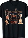 Men's T-Shirt Grandma Can Bearly Wait With Balloons Stars Hot Air Balloon Teddy Bears