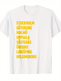 Men's T-Shirt Stockholm Gothenburg Malmo And Other Swedish City Names Text Tee