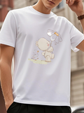 Men's T-Shirt Adorable Bear Sitting Peacefully With Flower In Gentle Morning Light