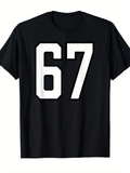 Men's T-Shirt Bold White Block Numbers Centered On Classic Jersey T Shirt