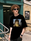 Men's T-Shirt Vintage Pilot Cat Wearing Goggles Inside Retro Airplane Cockpit