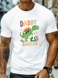 Men's T-Shirt Playful Cartoon Dinosaur With Colorful Decorative Flowers Saurus