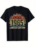 Men's T-Shirt Vintage Textured Faded Sunset With Large Bold Numbers And Classic Lettering T Shirt