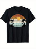Men's T-Shirt Tropical Sunset With Silhouetted Palm Trees Under Warm Evening Sky