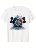 Men's T-Shirt Surreal Cosmic Scene With Floating Planets And Reflections Astronaut