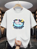 Men's T-Shirt Dream Big Clouds Stars And Moon Surrounding A Cute Sleeping Cat