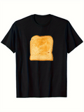 Men's T-Shirt Lightly Toasted Bread Slice On Solid Black Shirt