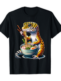 Men's T-Shirt Colorful Gecko Slurping Ramen With Steaming Broth By Noodles Bowl
