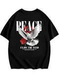 Men's T-Shirt Peaceful Spirit With Red Roses And Flying White Dove