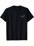 Men's T-Shirt Colorful Bullish Candlestick Chart Pattern Among Black Fabric Shirt