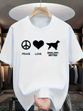 Men's T-Shirt Peace Love Under Silhouette And Playful English Setter