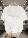 Men's T-Shirt Colorful Music Notes Floating Above White Clouds T Shirt