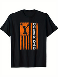 Men's T-Shirt Cheer Dad Vertical Lettering With Orange Flag And Cheerleader Silhouette T Shirt