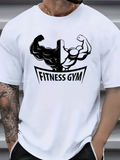 Men's T-Shirt Fitness Gym Strong Muscular Arms With Contrasting Black And White Design
