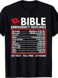 Men's T-Shirt Bible Emergency Hotlines Call List With Holy Book Illustration