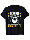 Men's T-Shirt Bearded School Bus Driver With Sunglasses On A Black Shirt