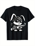Men's T-Shirt Cool Attitude Bandana Wearing Bunny With Sunglasses And Striped Outfit