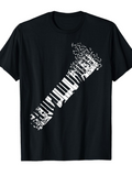 Men's T-Shirt Melodic Notes Floating Over Abstract Shattered Piano Key Design