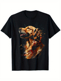 Men's T-Shirt Playful Golden Retriever With Sunlight Hues And Flowing Fur Portrait Dog