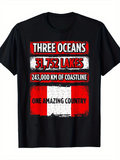 Men's T-Shirt Three Oceans Amazing Country With Vibrant Red White Flag Design