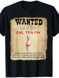Men's T-Shirt Wanted Poster With Bowling Pin And Playful Warning Sign