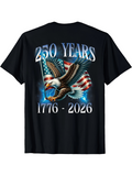Men's T-Shirt 250 Years Soaring Bald Eagle With American Flag Under Shining Blue Light