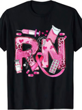 Men's T-Shirt Pink Leopard Print Medical Tools And Pills RN